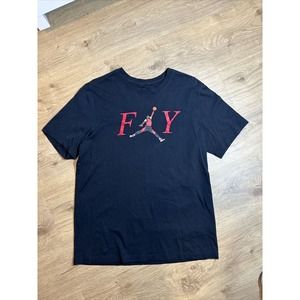 Jordan Shirt Men's Large Red Jumpman Fly Basketball Athletic Gym Crewneck L
